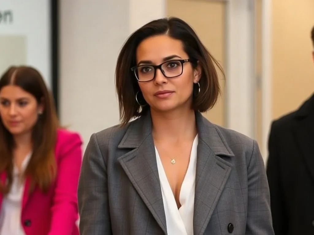 Julia Vignali, une main sur le ventre, sourire confus face à une rumeur de grossesse
